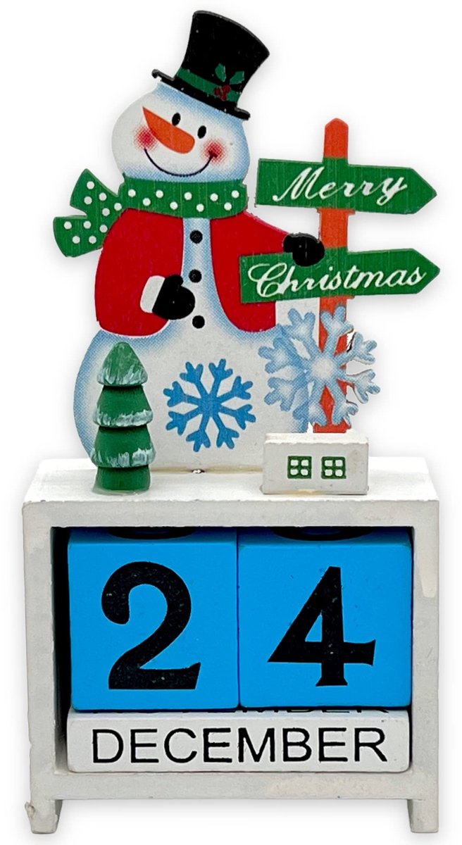 Dailygoods- Adventskalender Houten - Blokkalender - Tafelkalender - Decoratief - Aftellen tot Kerstmis - Blikvanger voor Thuis - Aftelkalender