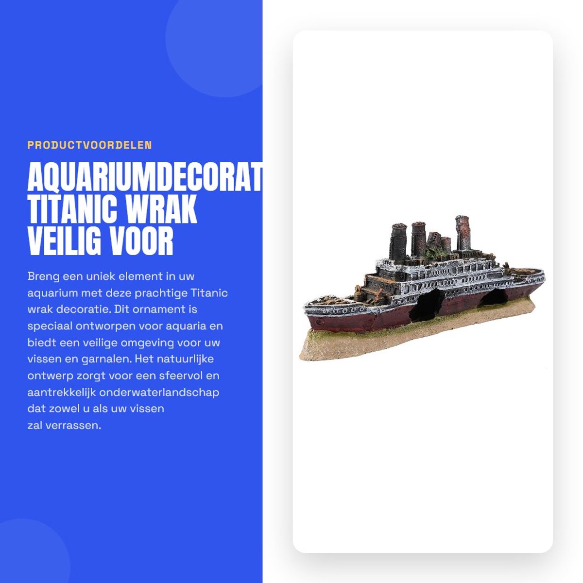 Dailygoods- Aquariumdecoratie Titanic - Boot/Schip Ornament - Veilig voor Vissen - Verrottingsvrij - Natuurlijke Onderwaterwereld - Gedetailleerd en Levendig - Aquariumornament