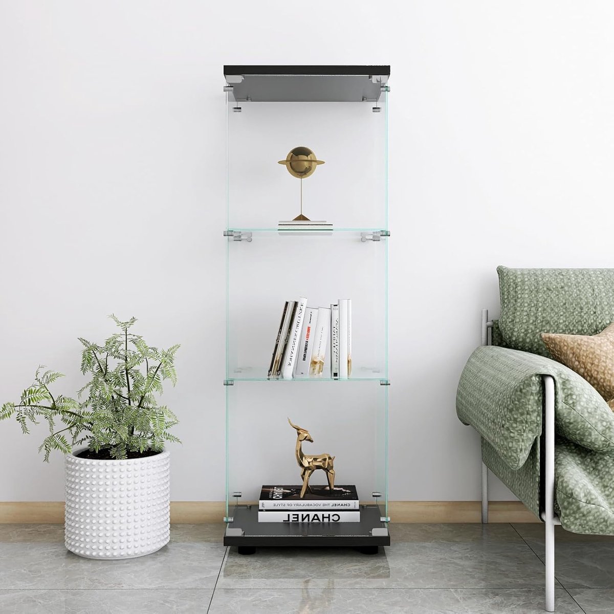 Glazen Vitrinekast - Moderne Kast - Collecties Tonen - Afsluitbaar met Sleutel - 125 cm Ho