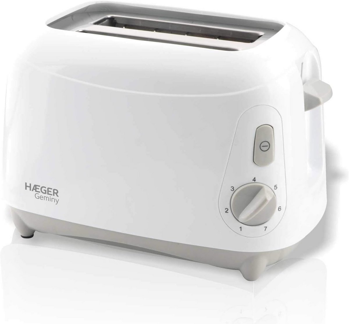 Broodrooster Twee Vakken Apparaat voor Toast Ontbijt Bereiden Zeven Toastniveaus 900 Watt Wit