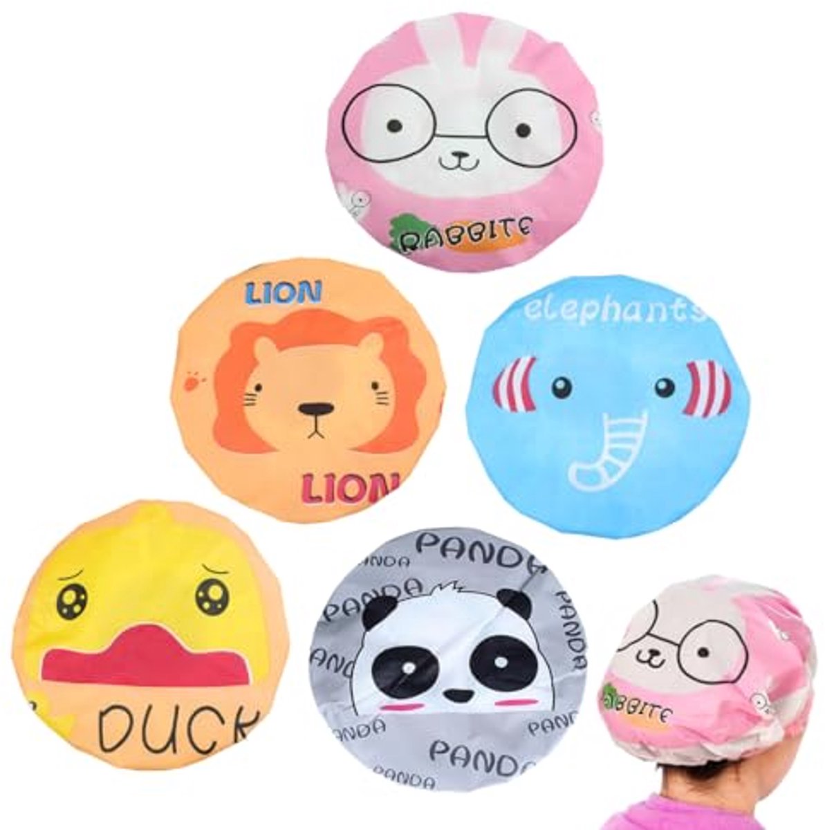 Kinder Douchemutsen - Badmutsen Set - Haar Droog Houden - Waterdicht Ontwerp - 5 Stuks - Cartoon Motief