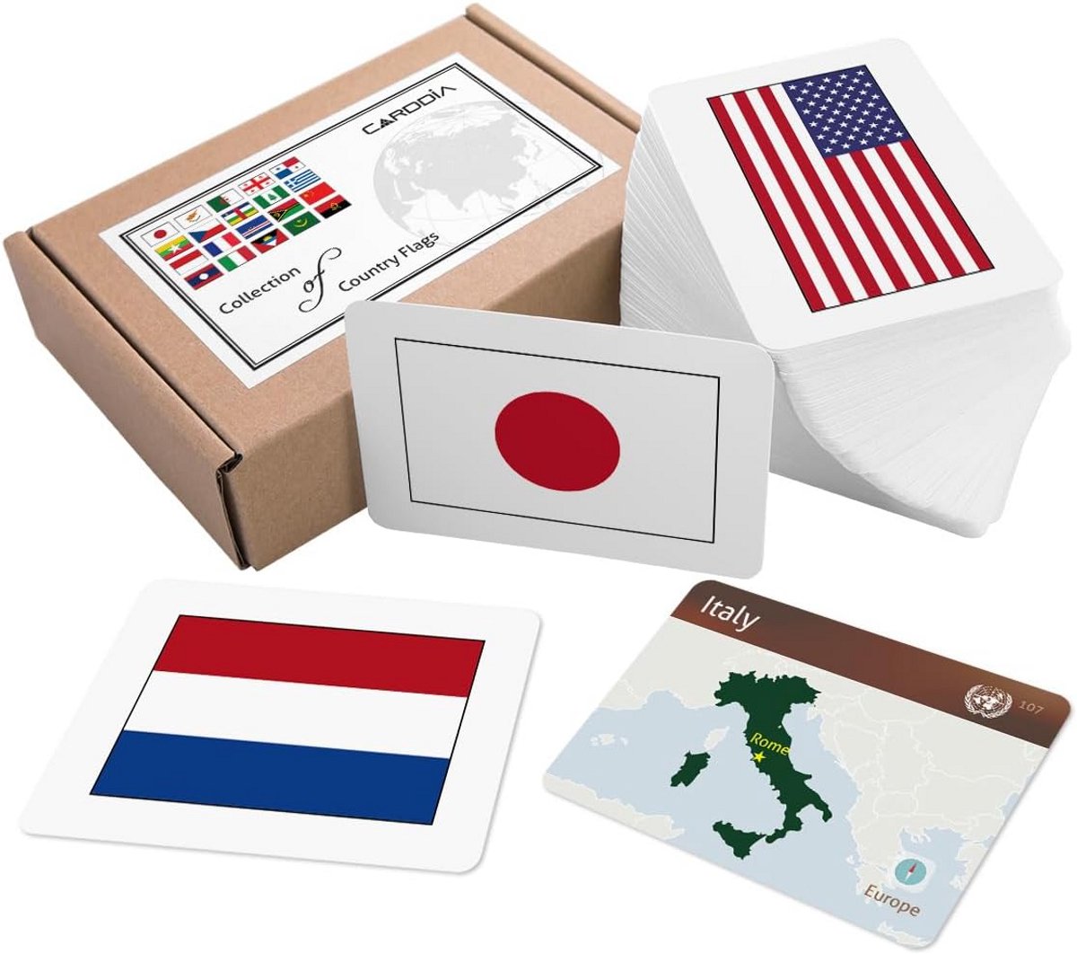Vlaggen Flashcards - Educatieve Kaarten - Wereld Kennis - Complete Set - 240 Stuks - Meerdere Kleuren