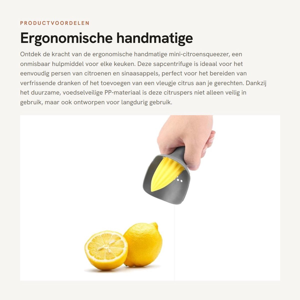 Dailygoods- Citroensqueezer Ergonomisch Ontwerp - Handmatige Citruspers - Vaatwasmachinebestendig - Antislip Handgreep - Compact en Lichtgewicht - Duurzaam Voedselveilig Materiaal