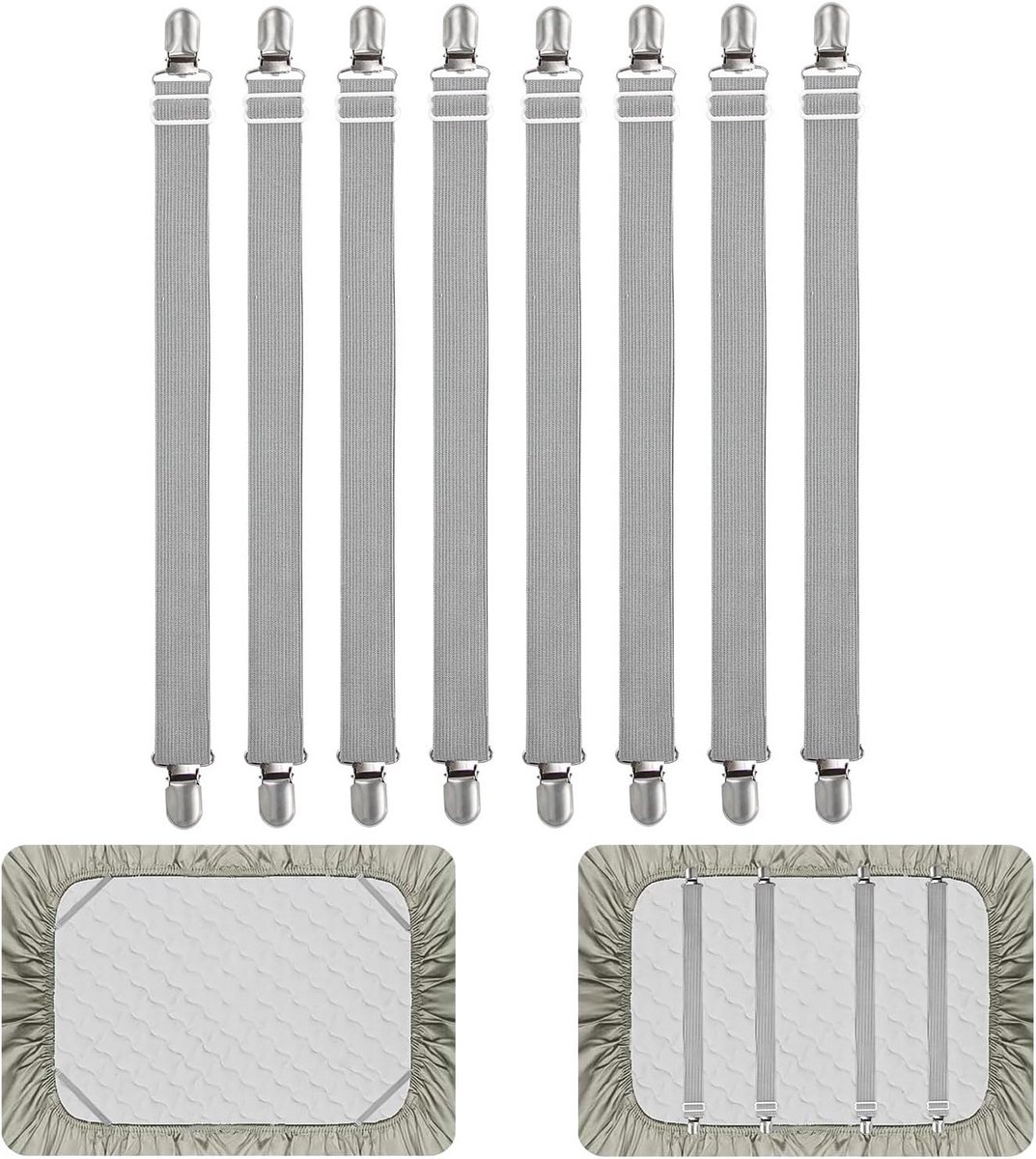 Verstelbare Lakenbanden - Matrasbevestigers - Bed Opmaken - Set van 8 stuks - Universeel -