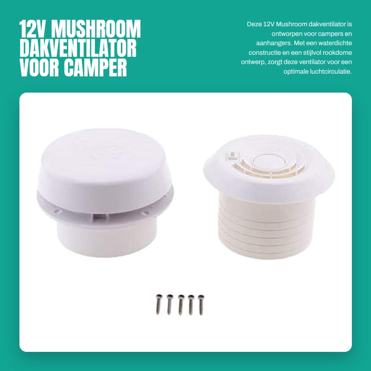 Cosensi - 12V Mushroom Dakventilator voor Camper, Waterdicht