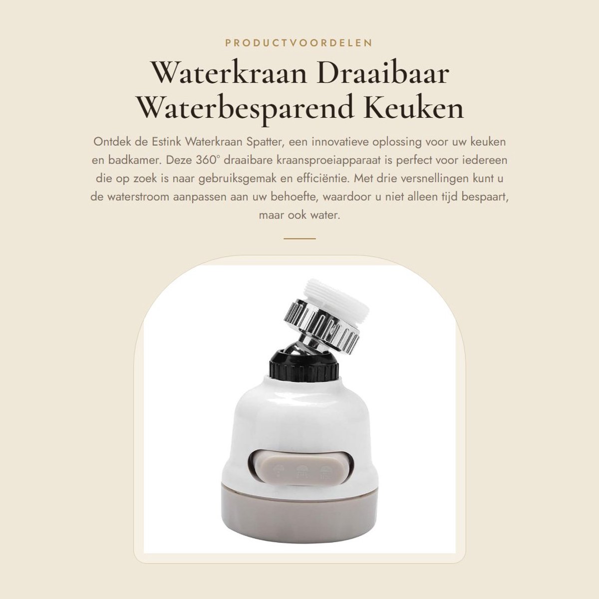 Dailygoods- Waterkraan 360° Draaibaar - Sproeiapparaat - Waterbesparend - Keukenkraan - Hoogwaardig ABS - Drie Versnellingen - Kraansproeier