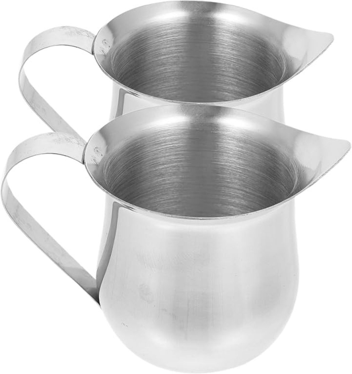 Dailygoods- Melkkan roestvrij staal - Melkopschuimkan - Koffiekan - Draagbaar - Voor cappuccino/latte art - Inhoud 2 x 7,50 x 5,50 x 4,50 cm