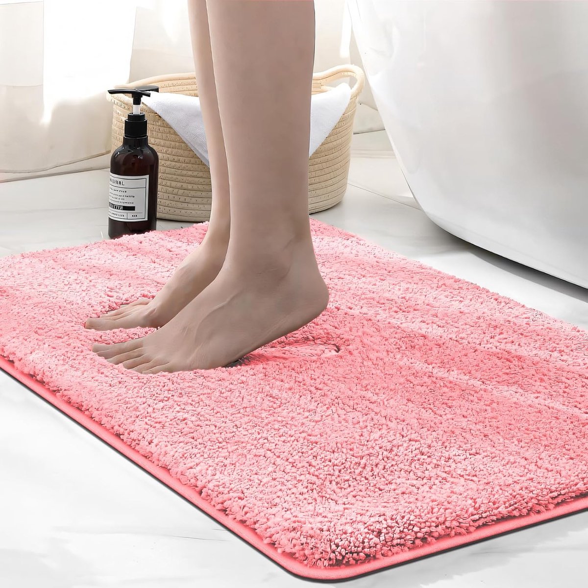 SnelShoppen - Microvezel Badmat 50 x 80 cm - Super Dikke Roze Badkamertapijt - Absorberend en Zacht - Ideaal voor Badkamer en Douche