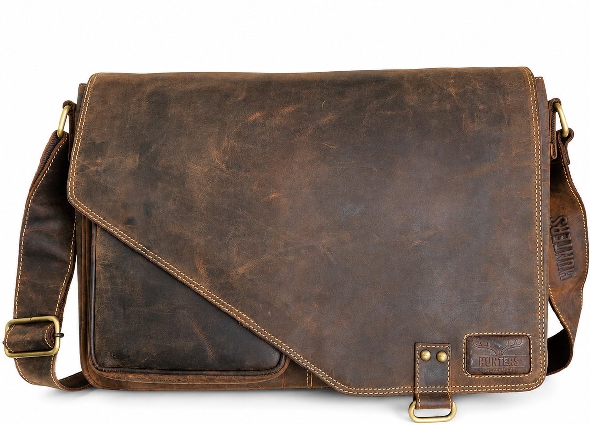 Hunters XXL werktas / Laptoptas - 18 inch - Buffelleer - (bxhxd) ca. 42cm x 29cm x 10cm