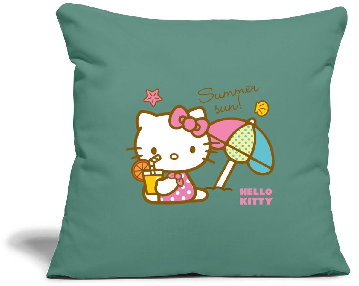 Hello Kitty Op Het Strand Onder Een Zonnescherm Sierkussenhoes, 45 x 45 cm