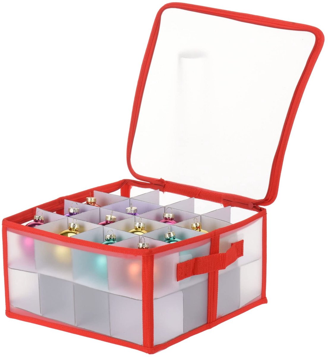 Dailygoods- Opbergdoos - Kerstdoos met deksel - Organiser voor kerstballen - Waterdicht plastic - 30 x 30 x 15 cm - Handgrepen voor eenvoudig gebruik - Opbergbox