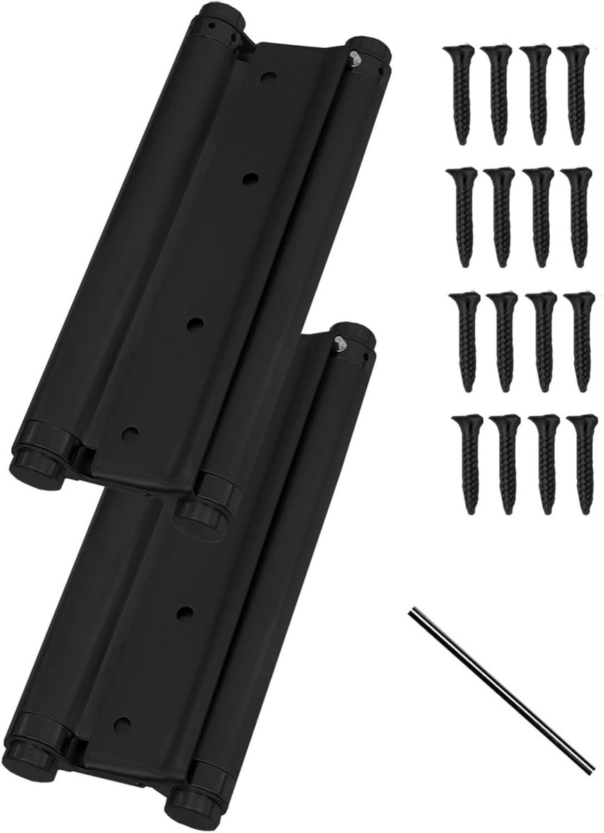 Dailygoods- Deurenhinge Dubbele Actie - Roestvrij Staal - Geschikt voor Deurdikte 32-44mm - Anticorrosie - Set van 1 - Zwart - Deuren