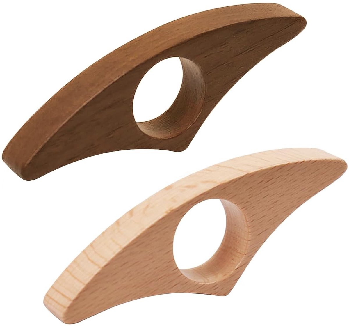 Dailygoods- Boekenhouder Duimset 2 Stuks - Houten Bladwijzers - Walnoot/Beukenhout - Handgemaakt - 8,7x3,5x1,5cm - Natuurlijke Textuur - Bladwijzer