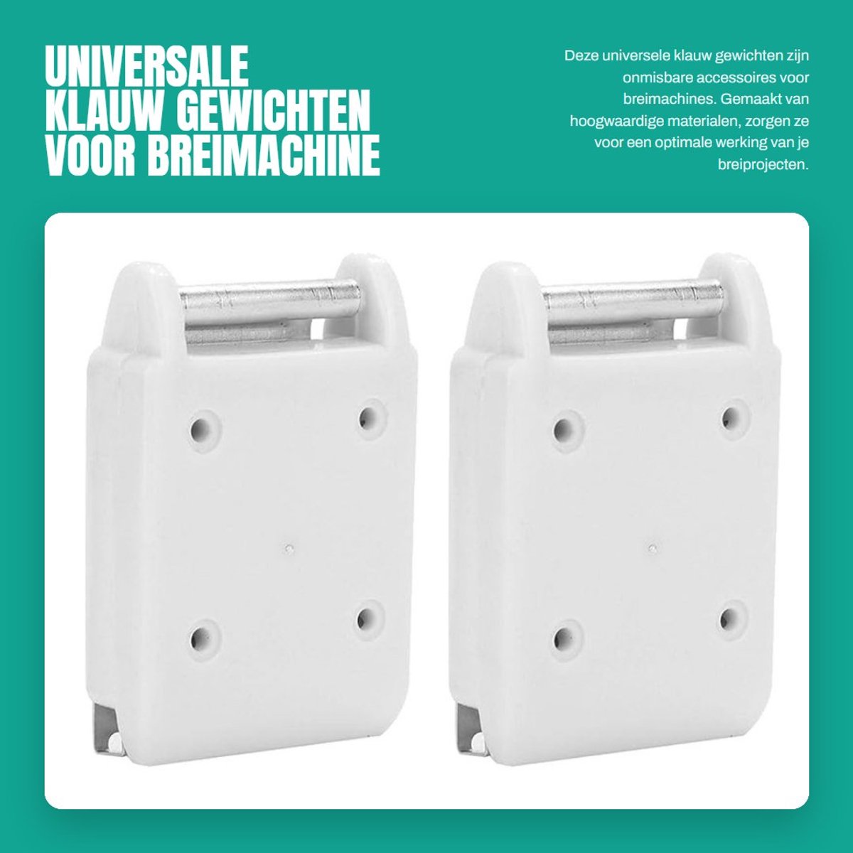 Dailygoods- Klauwgewicht Universeel - Breimachine Accessoires - Aluminium Legering - Slijtvast - Corrosiebestendig - 2 Stuks - Breigerei