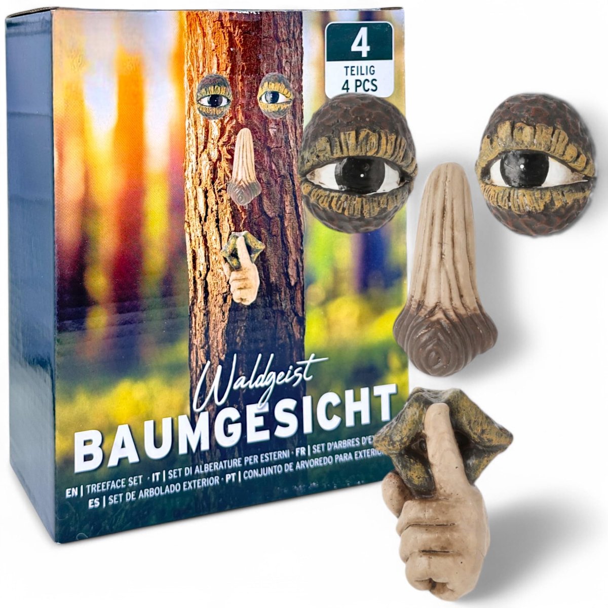 Dailygoods- Boomgezicht 4-delig - Weerbestendig - Tuinbeelden voor buiten - Tuindecoratie - Outdoor-decoratie - Mystieke uitstraling