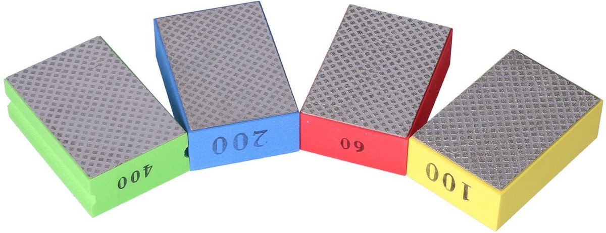 Dailygoods- Diamantpad 4 Stuks - Polijstpads 60/100/200/400 - Handpolijstpad - Slijpen - Tegels - Steenbewerking - Slijtvast - Polijstpad