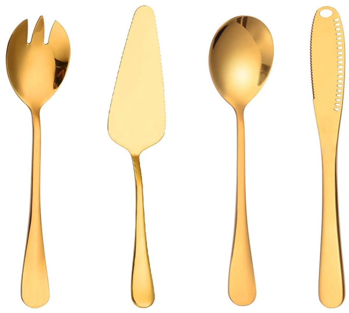 Dailygoods- Bestekset 4 Delig - Roestvrij Staal - Messen/Vorken/Lepe - Geschikt voor Feest/Buffet - Robuust en Duurzaam - Lange Levensduur - Servies