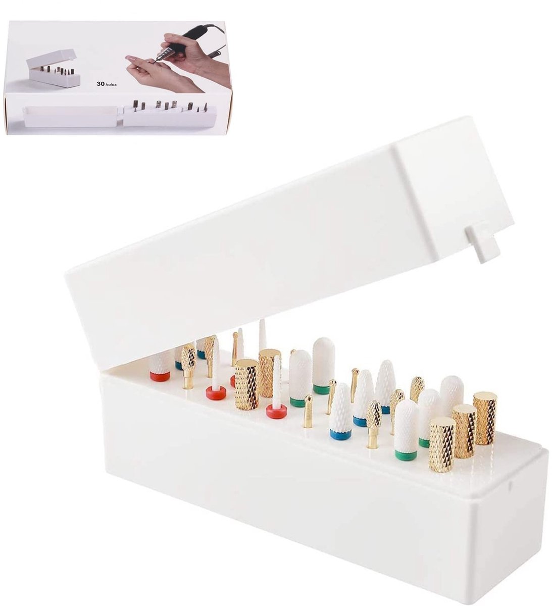 Dailygoods- Manicuregereedschap Opbergdoos - 30 Gaten - Stofdicht - Hoogwaardig ABS - Duurzaam - Veilig en Niet Giftig - Nagelboordoos