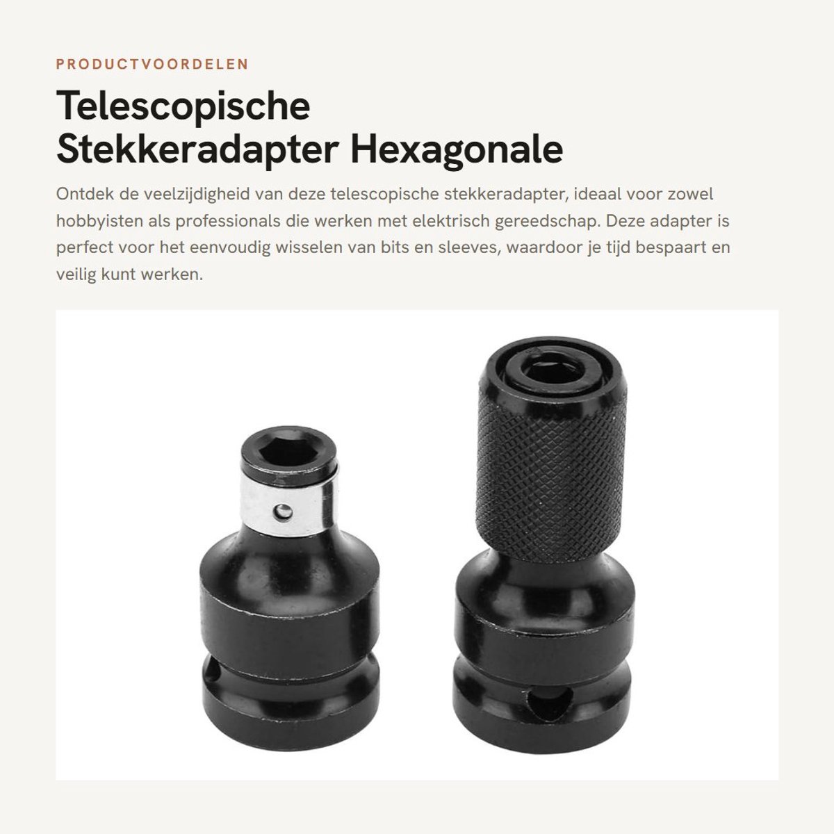 Dailygoods - Telescopische Stekkeradapter - Hexagonale Aandrijving - Duurzaam en Betrouwbaar - 2 x 1/2 naar 1/4 Inch - Voor Elektrisch Gereedschap - U...