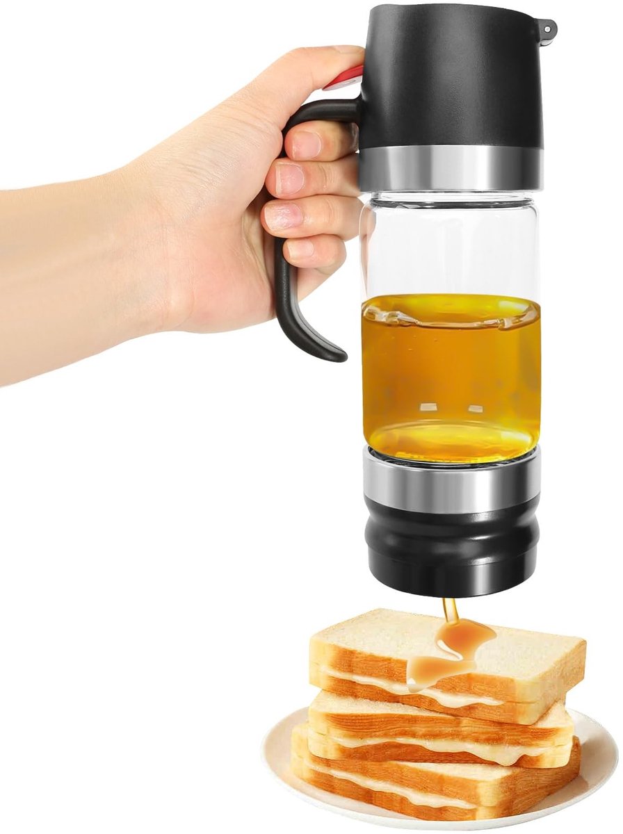 Dailygoods- Honingdispenser druppelvrij - Honingdispenser glas - 300 ml - Multifunctioneel - Duurzaam - Eenvoudige reiniging - Zoetstofdispenser
