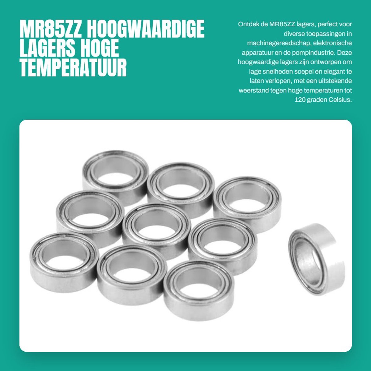 Dailygoods - MR85ZZ - Hoogwaardige Lagers - Hoge Temperatuur Weerstand - 5 x 8 x 2.5mm - Micro Lagers - Ideaal voor Machine Gereedschap - Set van 10 S...