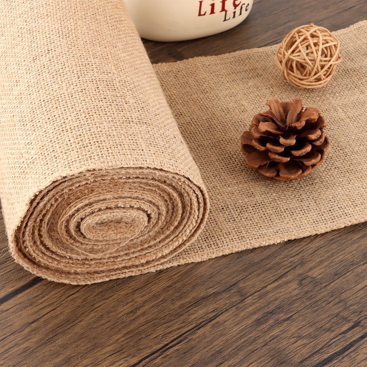 Dailygoods- Tafelloper Jute - 2 Rollen - 20 cm x 10 m - Bruiloft/Tuinfeest - Natuurlijke Jutestof - Rustieke Stijl - Geurloos - Jute Tafelkleed
