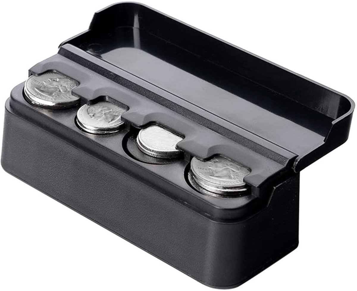 Dailygoods- Muntendispenser Zwart - Muntenhouder - Muntenopslag - Muntenverzamelaar - Draagbare Muntbox - Kunststof 11,8 × 4,3 × 3,86 cm