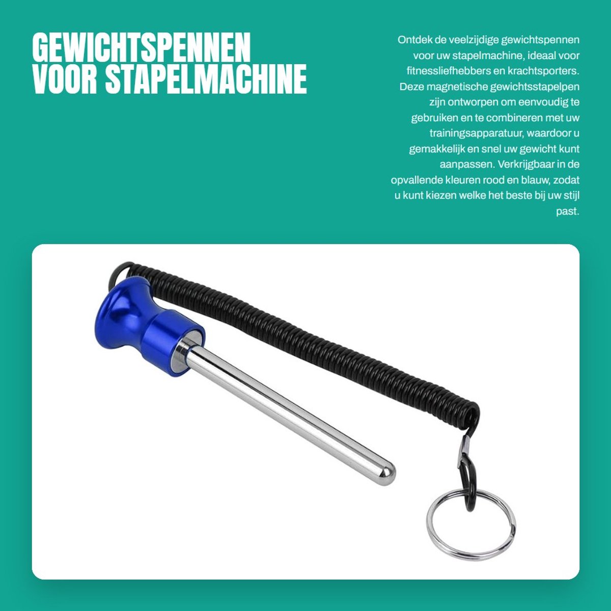 Dailygoods- Gewichtspennen - Magnetische Gewichtsstapelpen - Trekkoord - Activiteit Fitness Trackers - Krachttrainingsapparatuur - Aluminiumlegering - Totaal Lengte 14cm - Gewichtspin