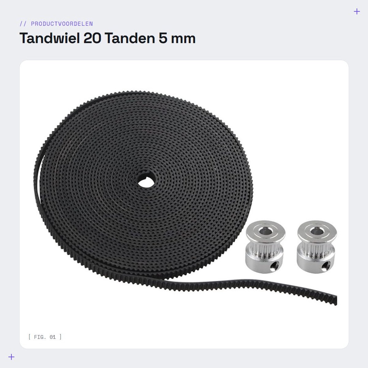 Dailygoods- Tandwiel 20 Tanden - 2GT Vervangingsset - Rubber Met Staal - Geschikt Voor 3D Printers - Hoge Precisie - Duurzaam en Flexibel - Tandwielset