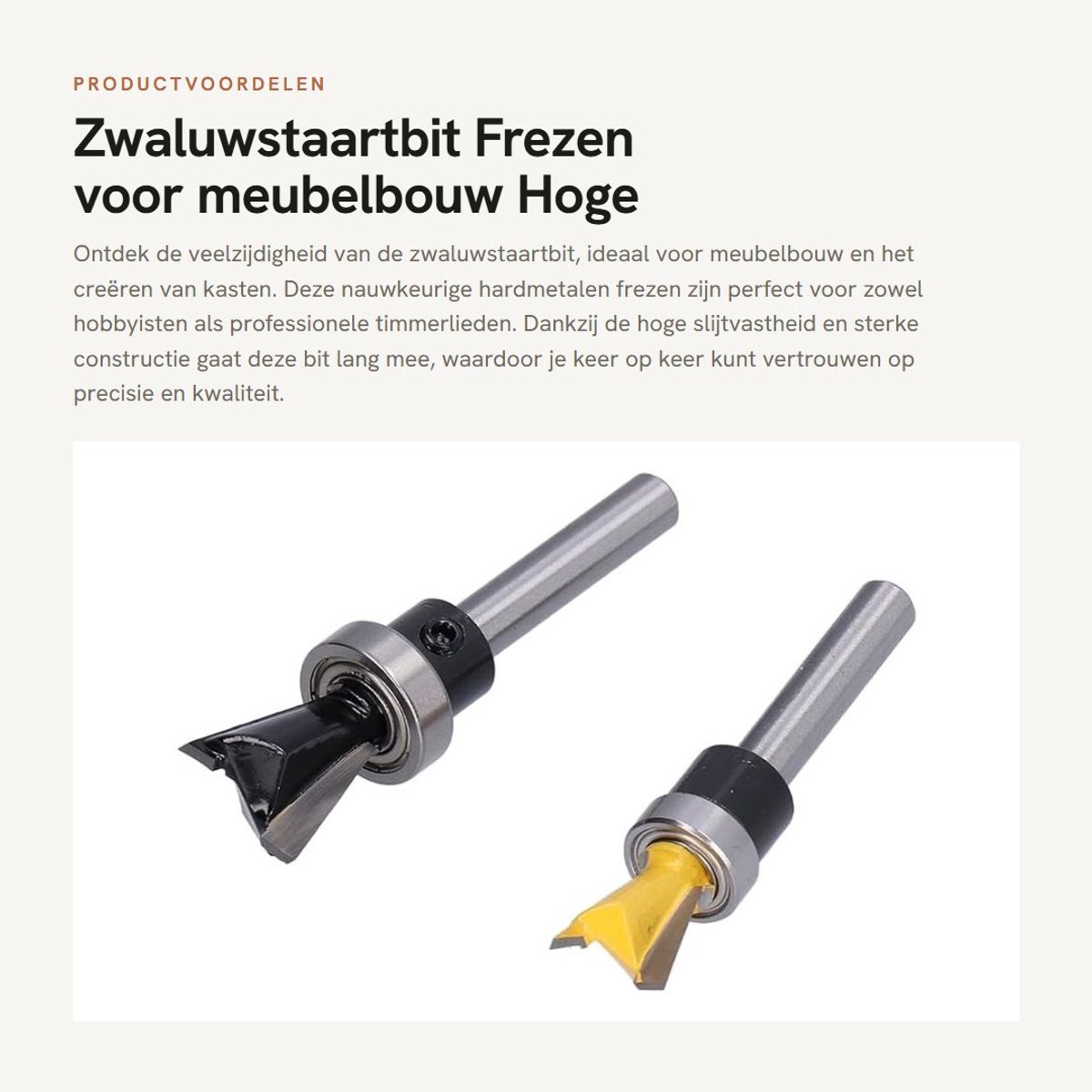 Dailygoods - Zwaluwstaartbit - Frezen voor meubelbouw - Hoge slijtvastheid - 1/4 inch schacht - Nauwkeurige hardmetalen frezen - Geschikt voor complex...
