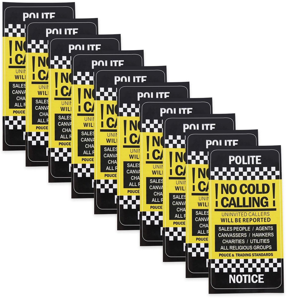 Dailygoods- Waarschuwingssticker 10 Stuks - Zelfklevend - Waterdicht - Hittebestendig - PVC - 45 x 90 mm - Aandacht, Beleefd Teken - Waarschuwingsbord