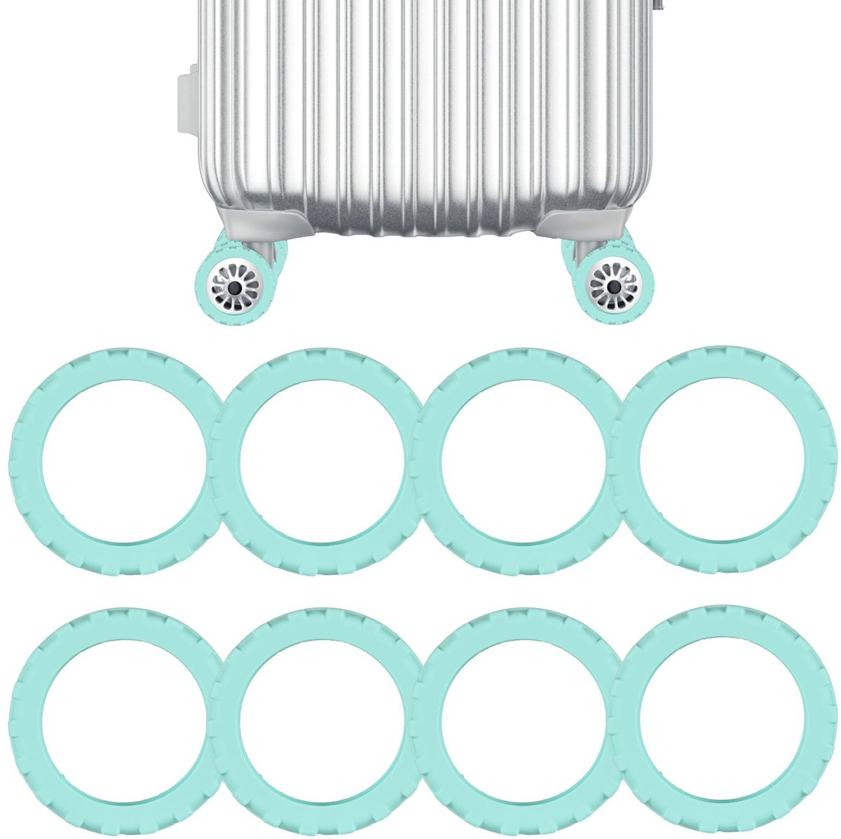 Dailygoods- Bagagewieldoppen 8 Stuks - Draagbare Siliconenbeschermer - Geluidsbestendig - Antislijtage - Voor Koffers met 8 Zwenkwielen - Diameter 5,5 cm - Kofferwielhoezen