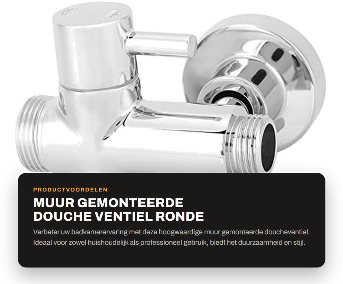 Dailygoods - Muur Gemonteerde Douche Ventiel - Ronde Koperen Adapter - 3-Weg Splitter - Gegalvaniseerd Krasbestendig - Badkamer Accessoires