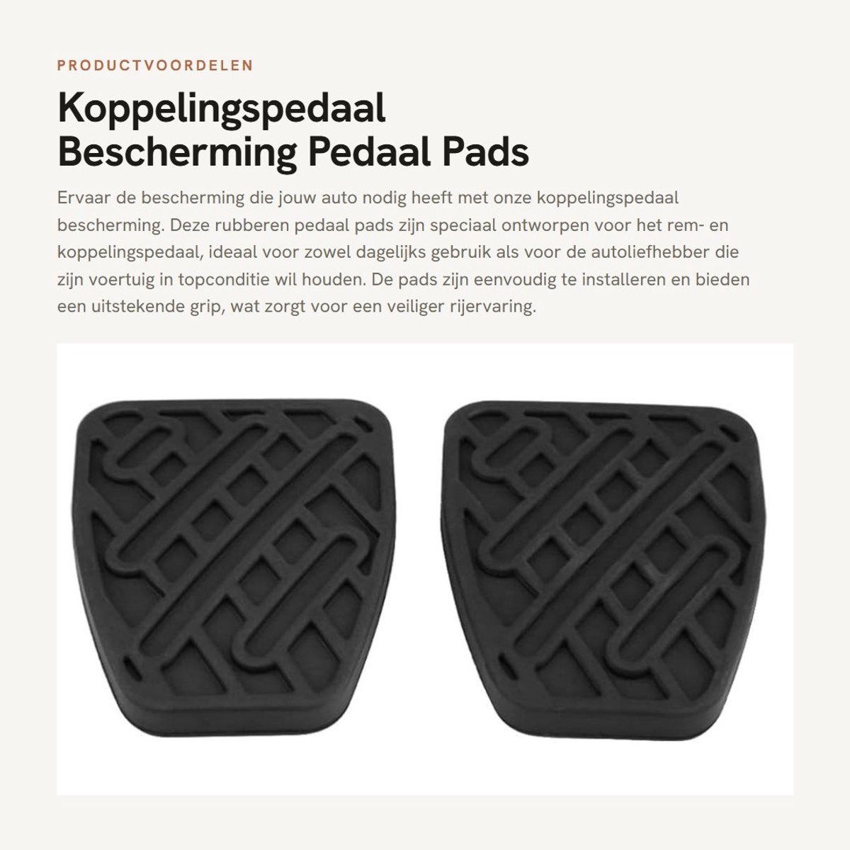 Dailygoods- Koppelingspedaal Bescherming - Pedaal Pads - Rempedaal Rubber Pad - Koppeling/Rem Pedaal - Voetrem Pedaal - Automotive grade thermoplastisch rubber - Pedaalrubber