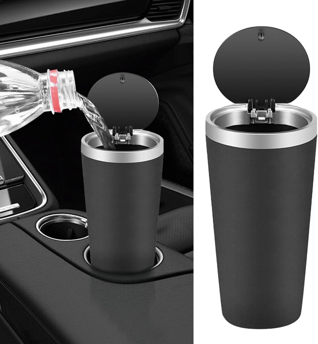 Dailygoods- Prullenbak Compact - Vuilnisbak Met Deksel - Draagbare Prullenbak - Auto/Thuis/Kantoor - Supergrote Capaciteit - Handig In Gebruik