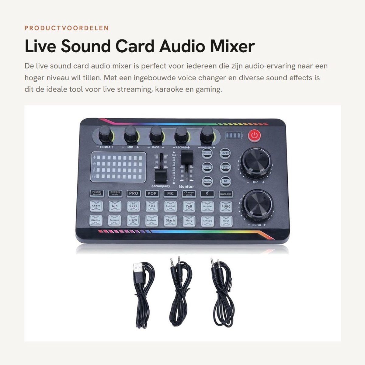 Dailygoods- Geluidskaart met DJ Mixer Effecten - Mengpaneel - Voice Changer - Live Streaming - Karaoke - Digitale Verwerkingschip - Audio Mixer
