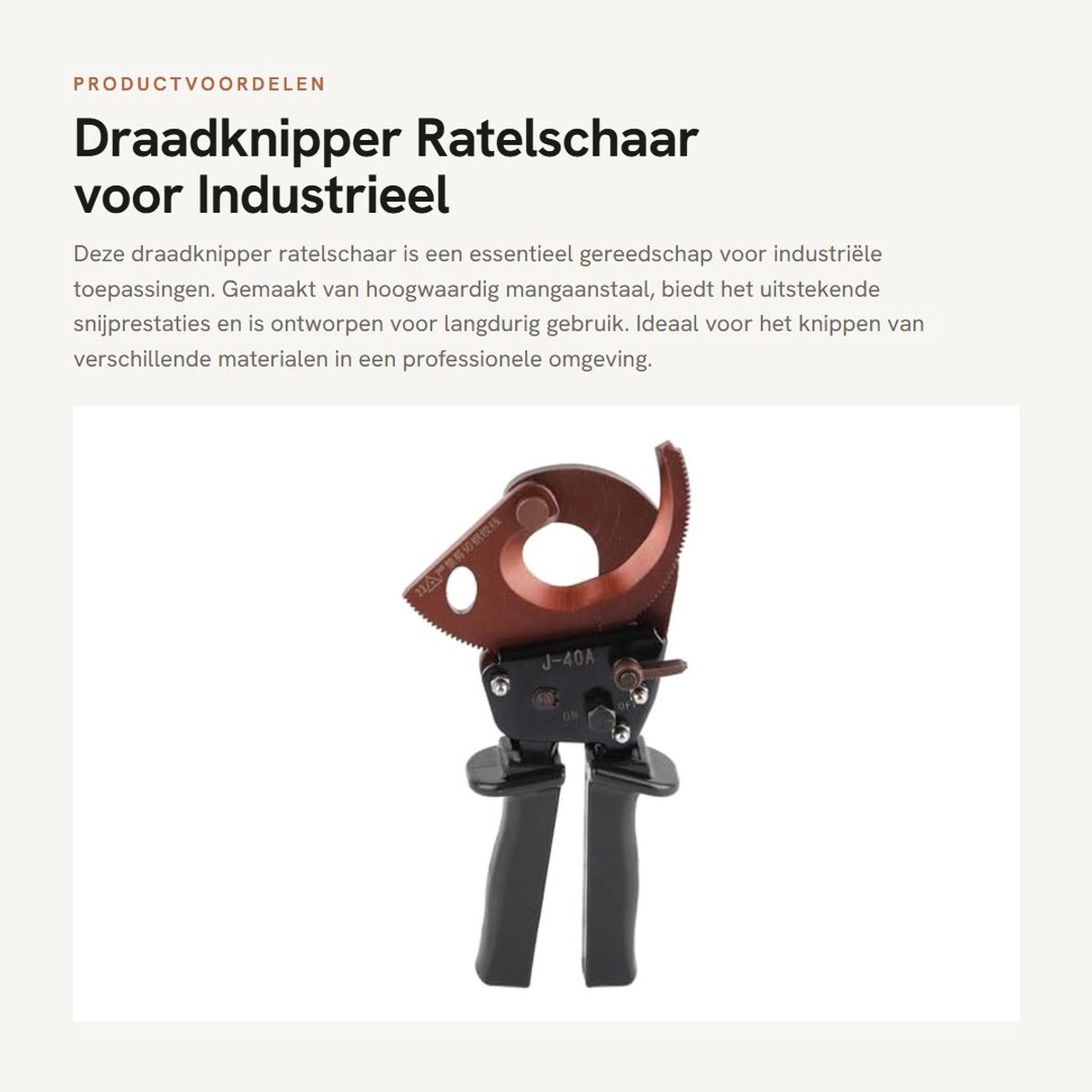 Dailygoods- Draadknipper 300 mm² - Handbediend Snijgereedschap - Mangaanstaal - Industrieel Gereedschap - Huishoudelijke Hulpmiddelen - Voor Timmerlieden en Elektriciens - Kniptang