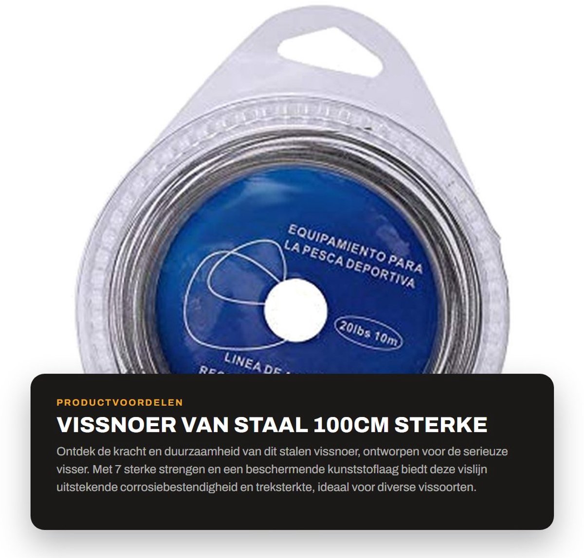 Dailygoods- Vissnoer 100 cm - Roestvrij Staal - 7 Strengen - Duurzaam - Zeewaterbestendig - Hoogwaardig Materiaal - Hengeldraad