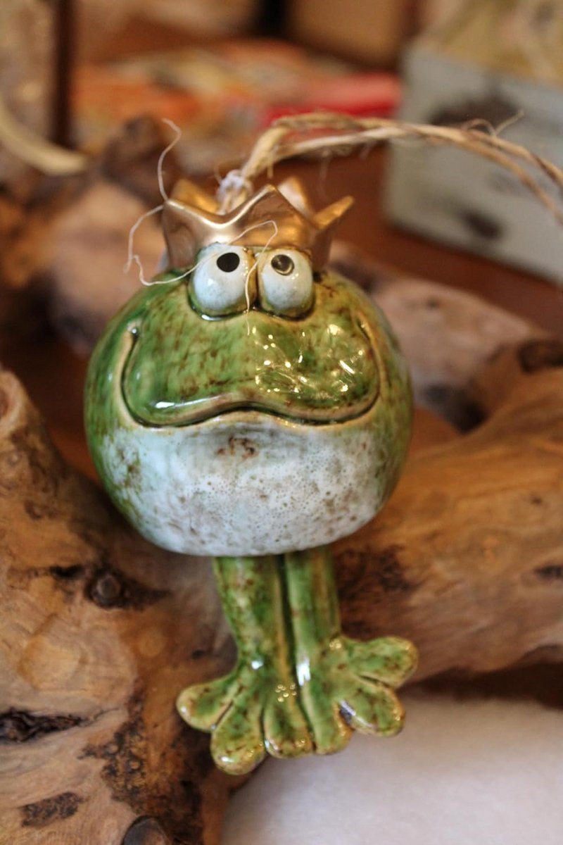 Keramische Kikkerbel - Kikkerdecoratie - Tuin decoreren - Hangend model - 14 cm hoog - Groen