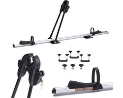Fietsendrager Auto - Dakdrager Fiets - Fiets Vervoeren - Afsluitbaar Aluminium - 145 cm - Zilver