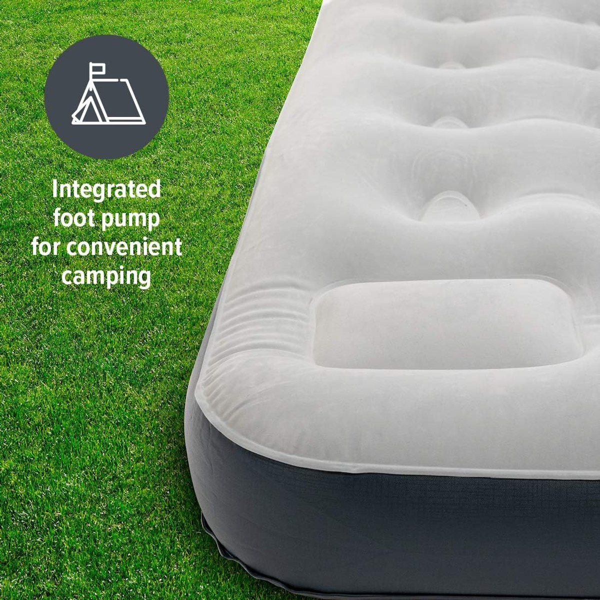 Luchtbed - Kampeer matras - Comfortabel slapen - Ingebouwde voetpomp - 187 x 135 cm - Blauw