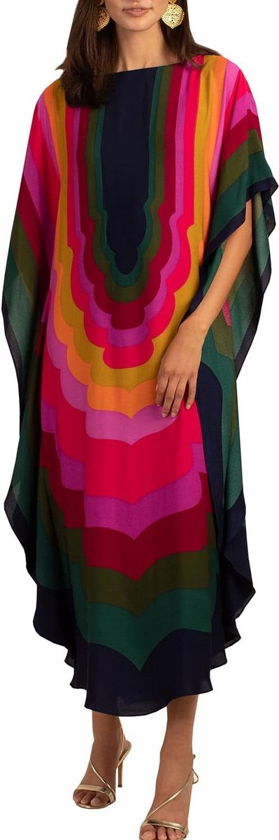 Strandjurk Kimono - Maxi Cover-up - Zomerse Ontspanning - Luchtig Materiaal - One Size - Blauw Roze