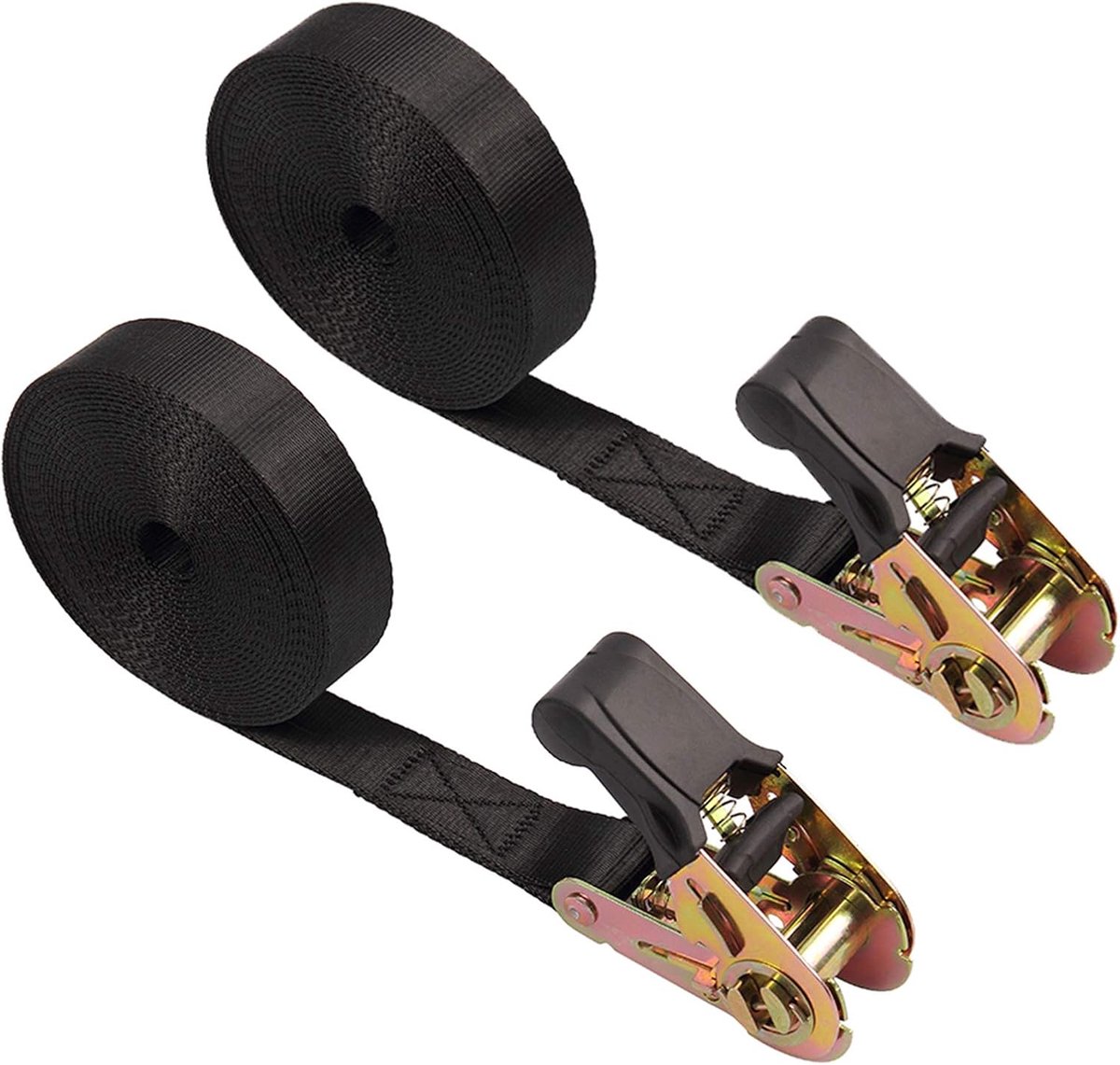 Ratelbanden Set - Spanbanden Nylon - Lading Vastzetten - Eindeloos Ontwerp - 6 Meter 2 Stuks - Zwart