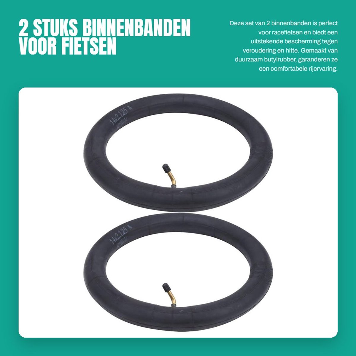 Dailygoods- Binnenbanden 2 Stuks - Butylrubber - Hittebestendig - Schokbestendig - Goede Luchtdichtheid - 14 x 2,125 Inch - Fietsband