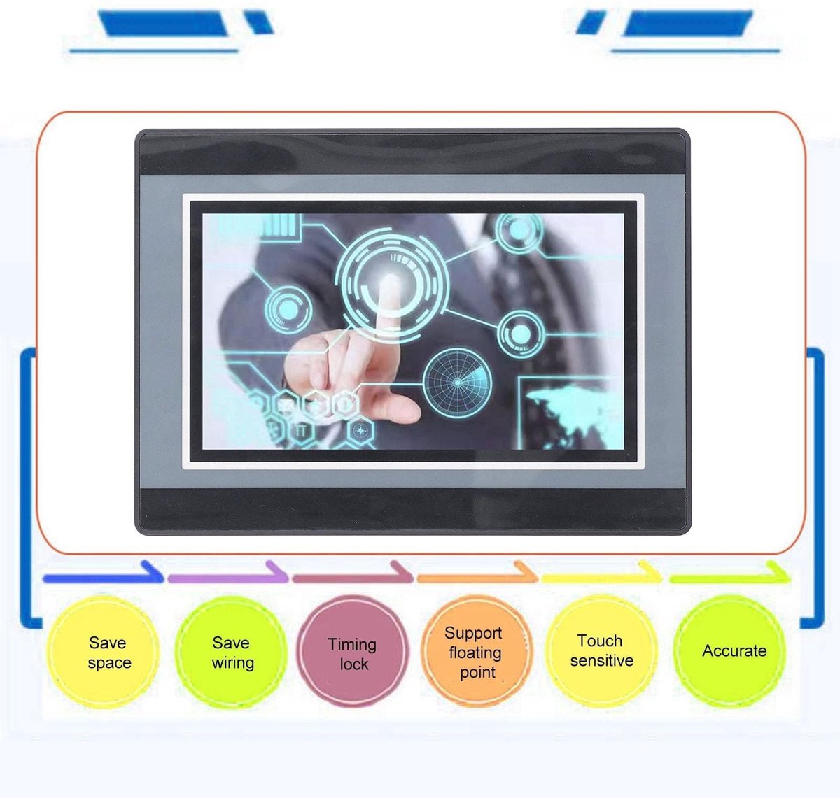 Dailygoods- Bedieningspaneel 7 Inch Scherm - HMI/PLC Controller - Hoge Snelheid Tellen - 12 Ingangen/8 Uitgangen - Eenvoudige Installatie - 32-bit Processor - Industriële Touchscreen