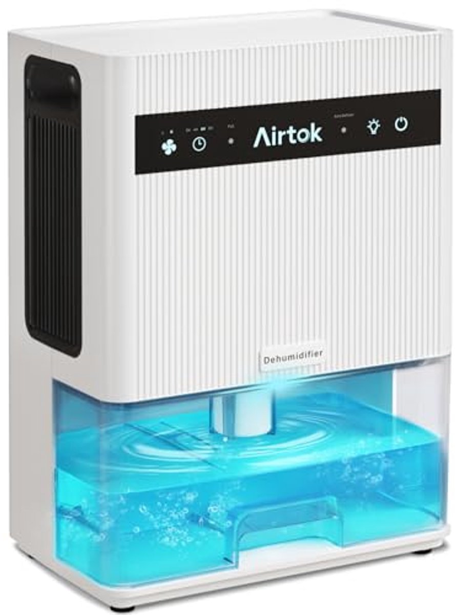 Luchtontvochtiger Elektrisch - Vochtvreter Apparaat - Binnenklimaat Verbeteren - Dubbele Halfgeleider Technologie - 3 Liter Reservoir - Witblauw