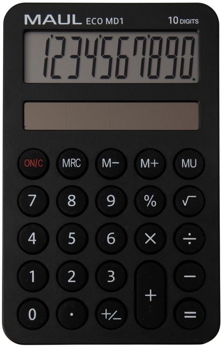 Zakrekenmachine - Tafelmodel - Dagelijkse Berekeningen - Zonne-energie Werking - 10 Cijfers - Zwart