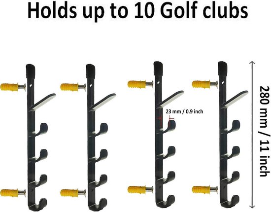 Horizontale Golfclub Wandrek voor 10 Drivers, Putters en IJzers - Ruimtebesparende Opslag en Display van Merkloos — afbeelding 5