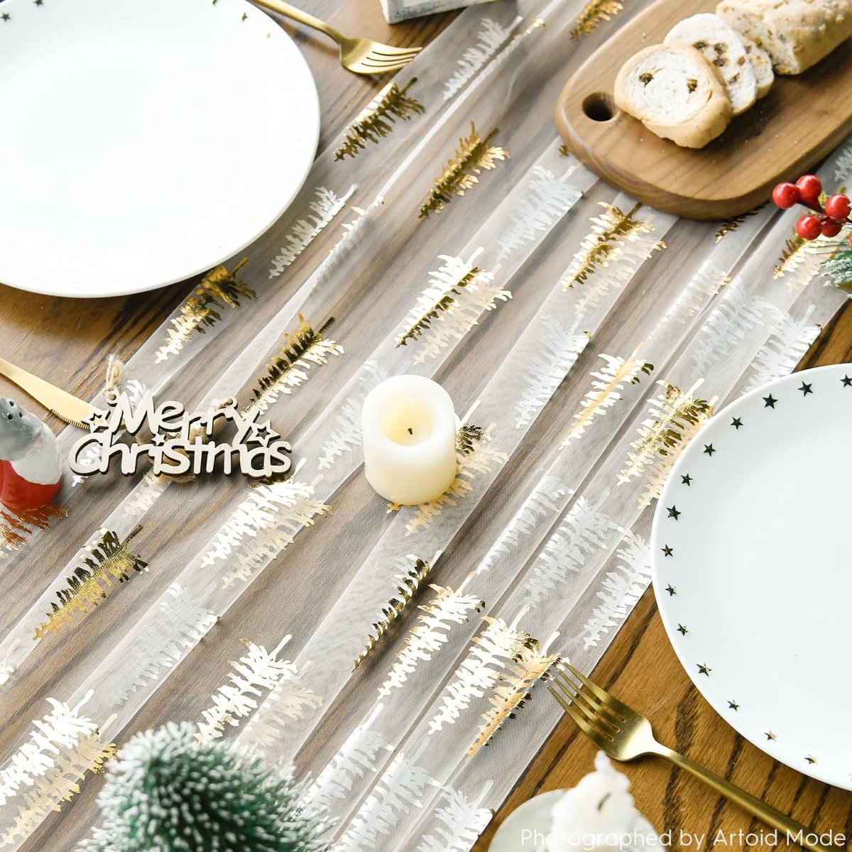 Dailygoods - Tafelloper met Glitters en Bomen voor Feestelijke Decoratie