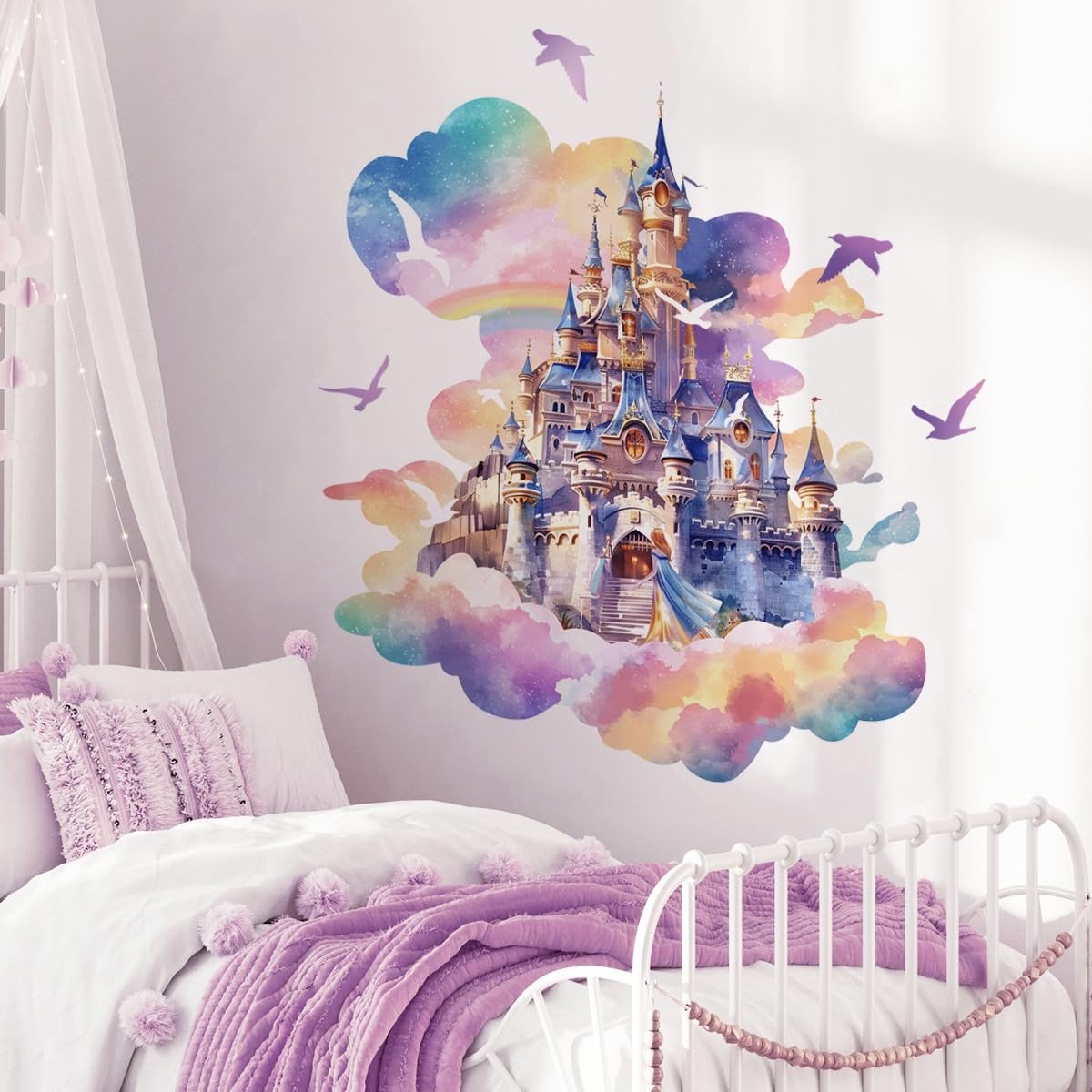 Dailygoods- Muursticker Kasteel Prinses - Muurstickers Kinderen - Muurstickers Slaapkamer - Muurdecoratie - Zelfklevend Vinyl - Verwijderbaar - Wanddecoratie